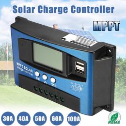MPPT 100A ソーラー 充電 コントローラー デュアルUSB 液晶ディスプレイ12V 24V負